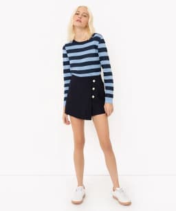 Short saia azul marinho